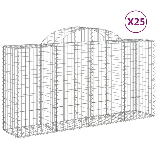 Cestas De Gaviones 25 Uds Forma De Arco Hierro 200x50x100/120cm_0