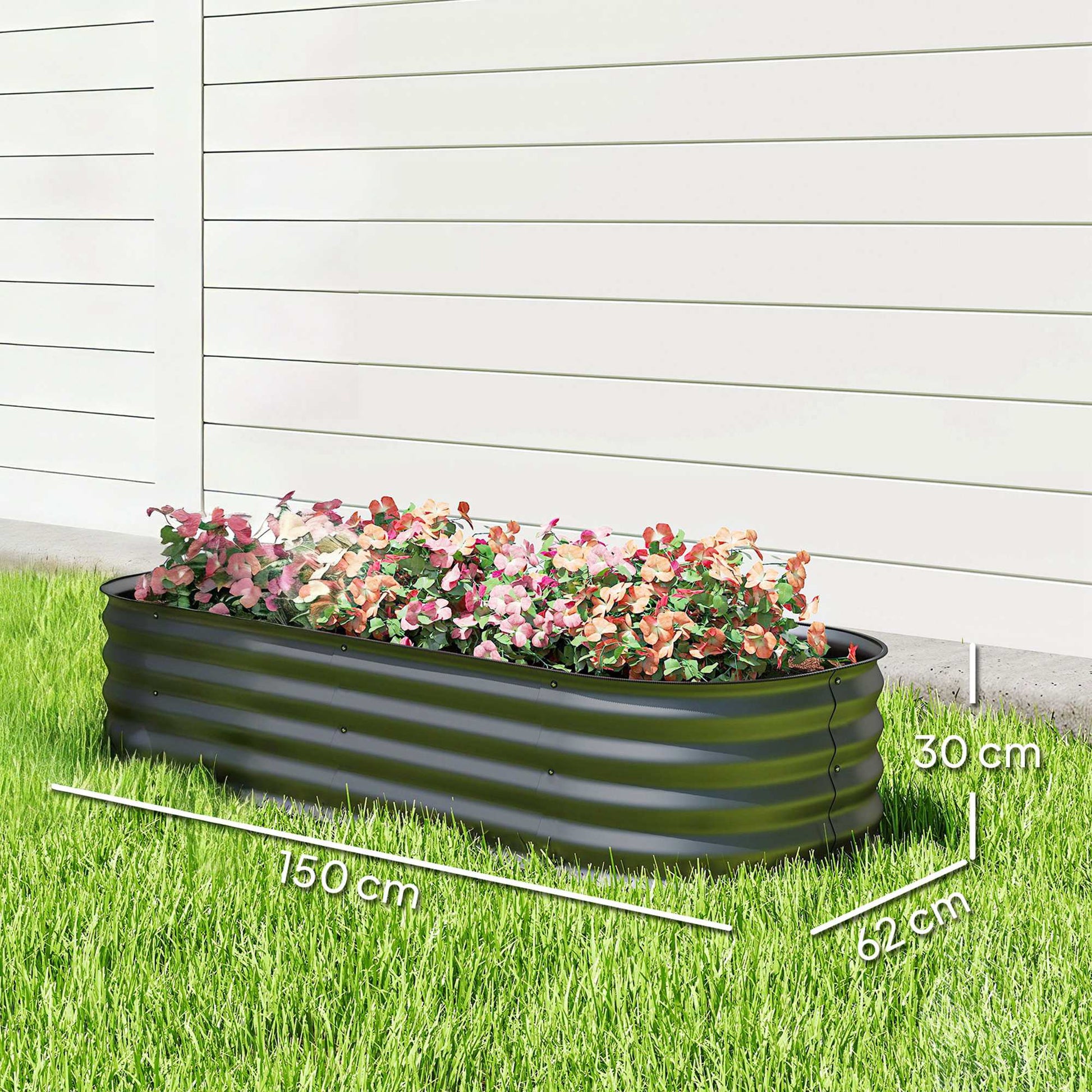 Outsunny Jardinera Exterior Grande De Acero Galvanizado Con Bordes De Seguridad_2