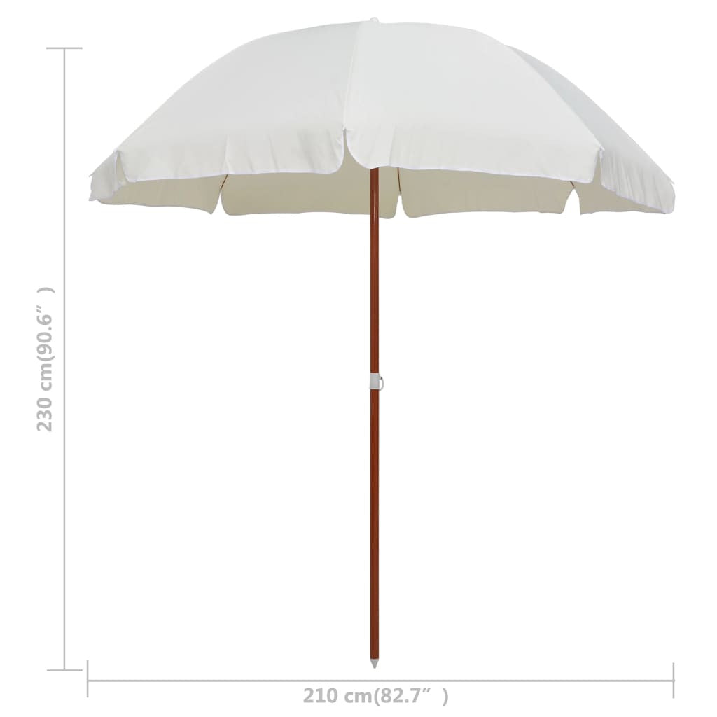 Vidaxl Sombrilla Con Palo De Acero Blanco Arena 240 Cm_4