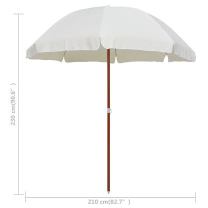 Vidaxl Sombrilla Con Palo De Acero Blanco Arena 240 Cm_2
