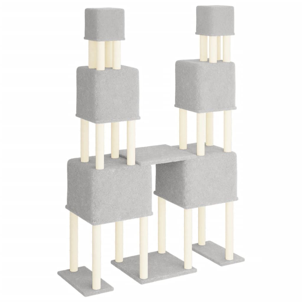 Vidaxl Rascador Para Gatos Con Postes De Sisal Gris Claro 199 Cm_4