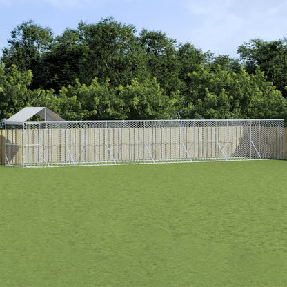 Vidaxl Perrera De Exterior Con Techo Acero Galvanizado Plata 14x2x2,5m_1