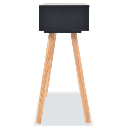 Mesa Consola De Madera Maciza De Pino 80x30x72 Cm Negra_2