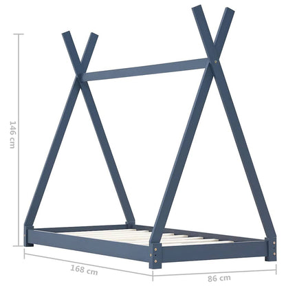 Vidaxl Estructura De Cama Infantil Madera Maciza Pino Gris 80x160 Cm_2