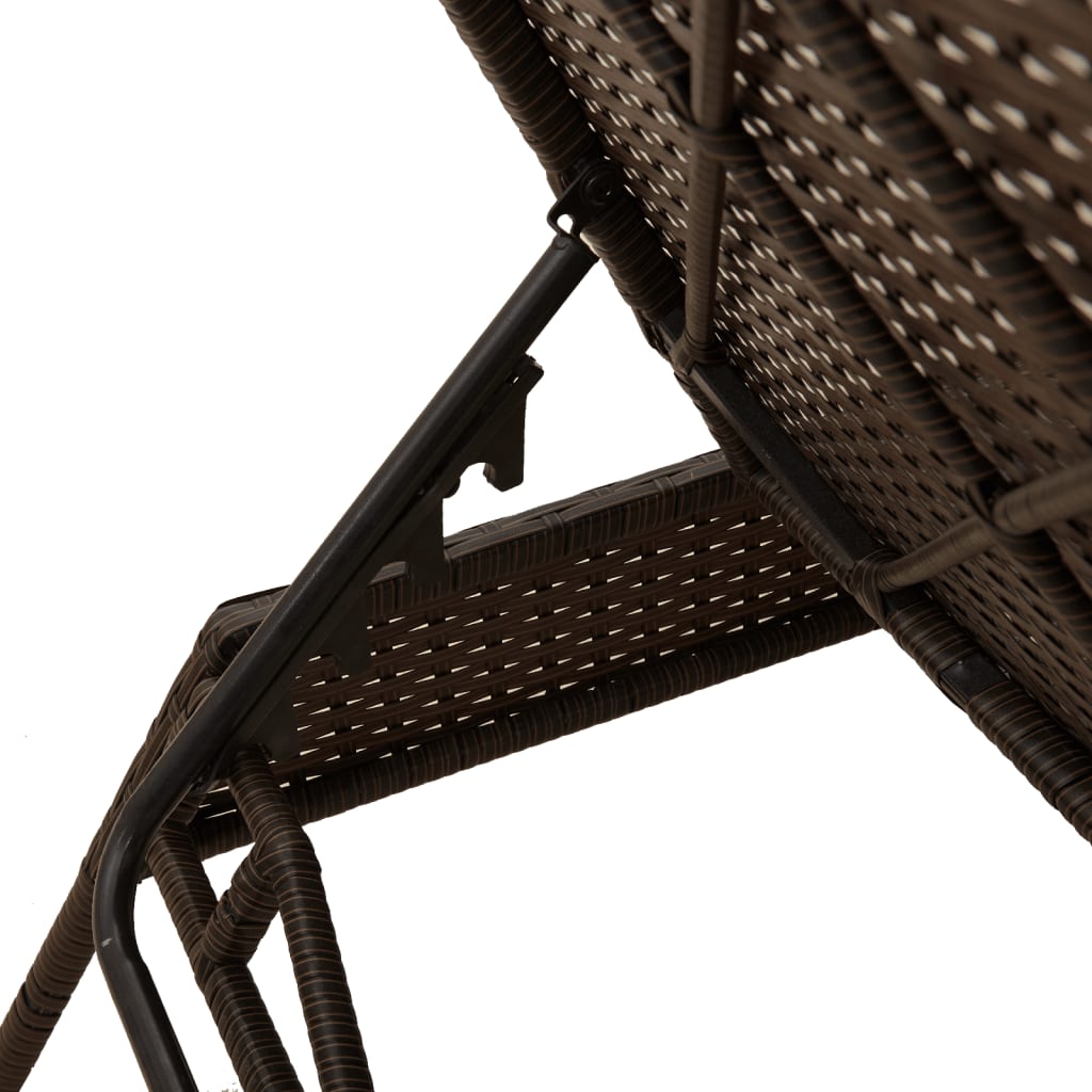Tumbonas Con Mesita 2 Unidades Ratán Sintético Marrón / Vetonek_1