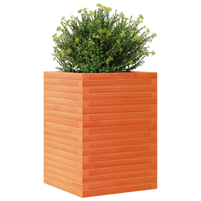 Jardinera Madera Maciza De Pino Marrón Cera 50x50x68,5 Cm_3