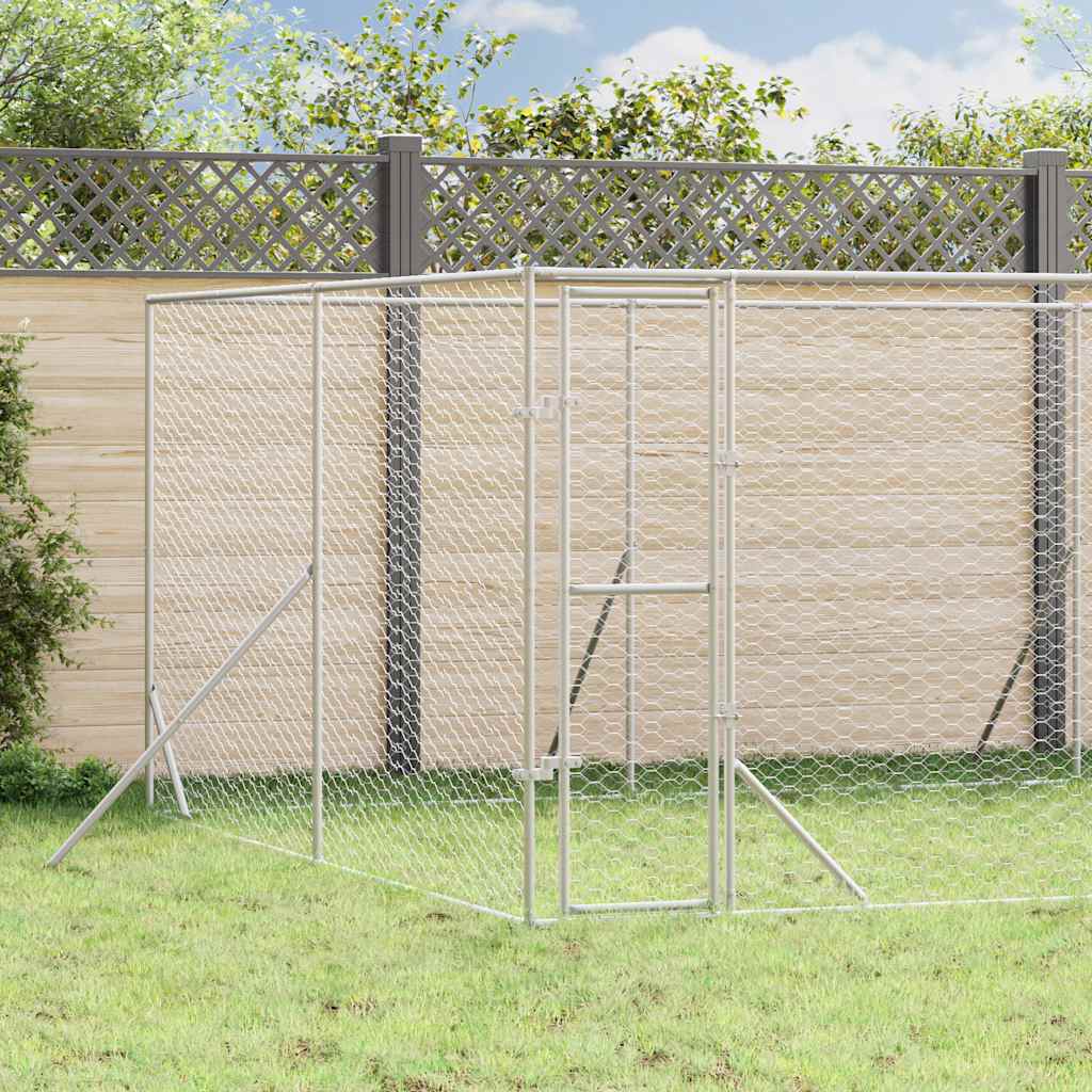 Perrera De Exterior Acero Galvanizado Plateado 8x12x2 M_1