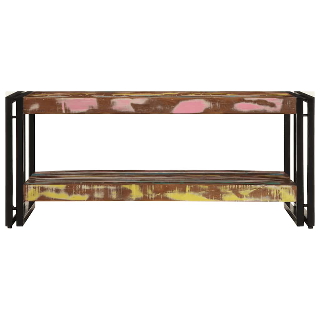 Mesa De Centro Multicolor 90x50x38 Cm Madera Maciza Reciclada_2