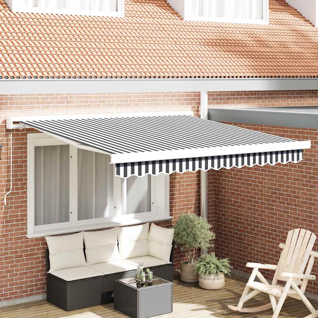 Toldo Retráctil Aluminio Y Tela Gris Antracita Y Blanco 3x2,5 M_1