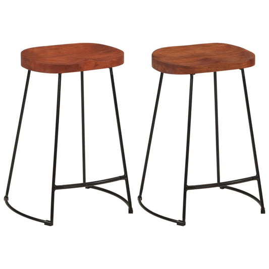 Taburetes De Bar Gavin 2 Uds Madera Mango Maciza 45x40x63 Cm_0