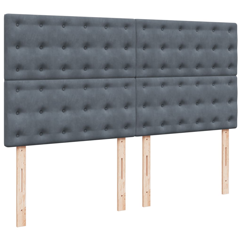 Cama Box Spring Con Colchón Terciopelo Gris Oscuro 200x200 Cm / Vetonek_5