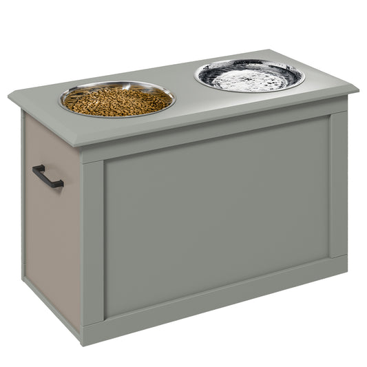 Pawhut Comedero Elevado Para Perros Con 2 Cuencos De Acero Inoxidable Gris_0