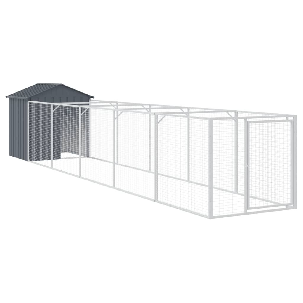 Vidaxl Caseta Perros Con Tejado Acero Galvanizado Gris 117x609x123 Cm_0