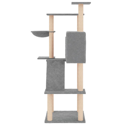 Rascador Para Gatos Con Postes De Sisal Gris Claro 143 Cm_3