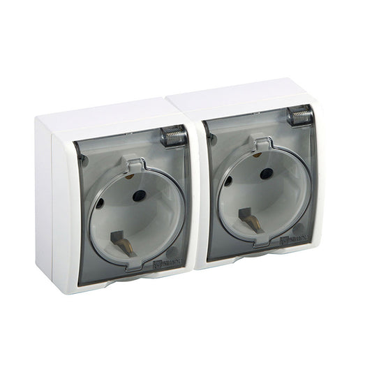 Base Enchufe Doble Blanco Aquarius Simon_0