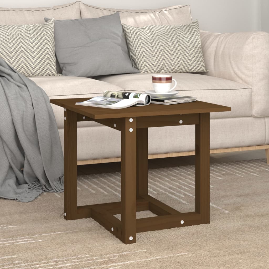 Mesa De Centro Madera Maciza De Pino Marrón Miel 50x50x45 Cm_2