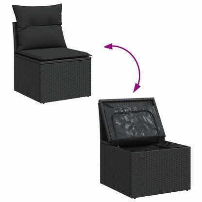 Set De Sofás De Jardín 7 Pzas Con Cojines Ratán Sintético Negro / Vetonek_1