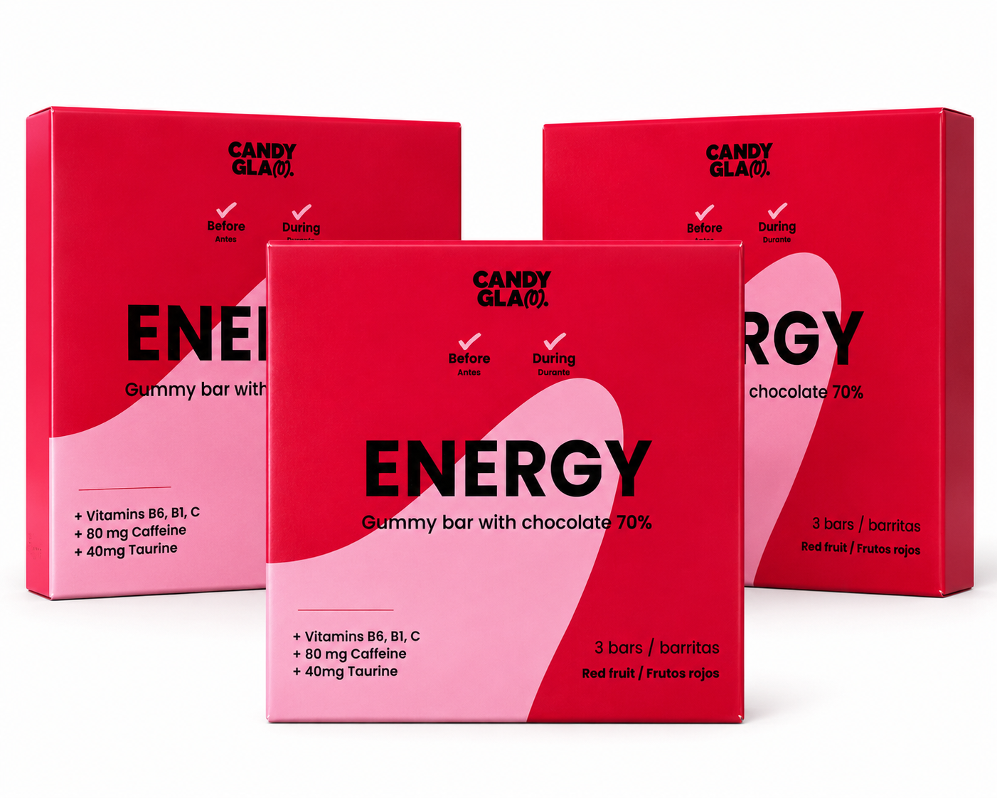 Candyglam Energy | Gummy Bar Energética Vegana Con Chocolate 70% | Cafeína + Taurina + Vitaminas | Pack 9 Barritas_0