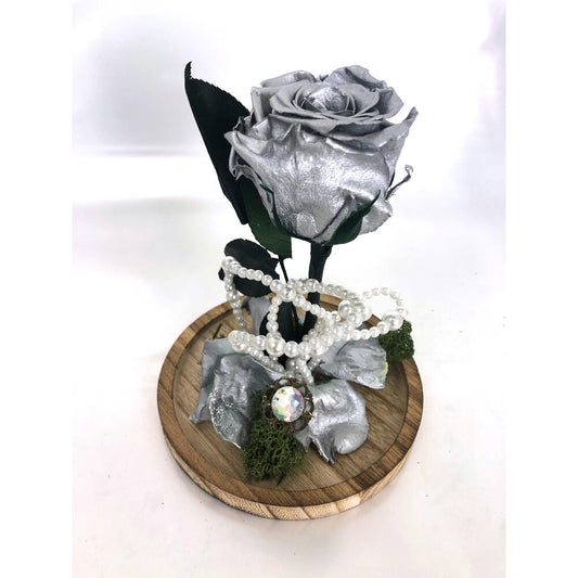 Mundo Eterno Rosa En Cúpula Plata 12x20cm_0