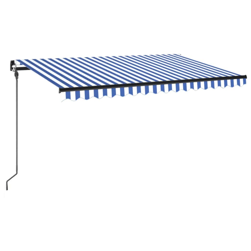 Toldo Retráctil Manual Con Led Azul Y Blanco 400x300 Cm_0