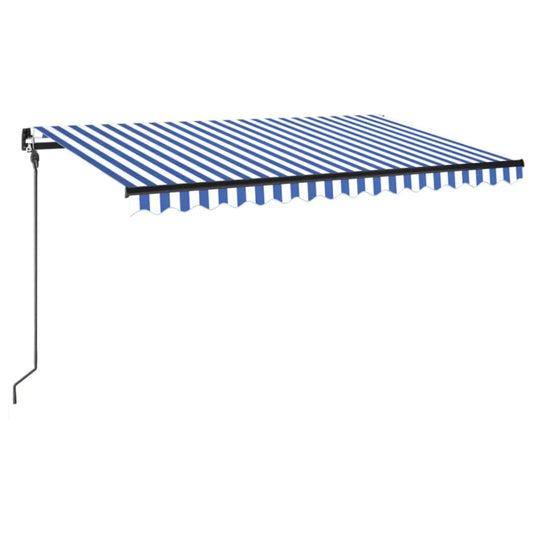 Toldo Retráctil Manual Con Led Azul Y Blanco 400x300 Cm_0