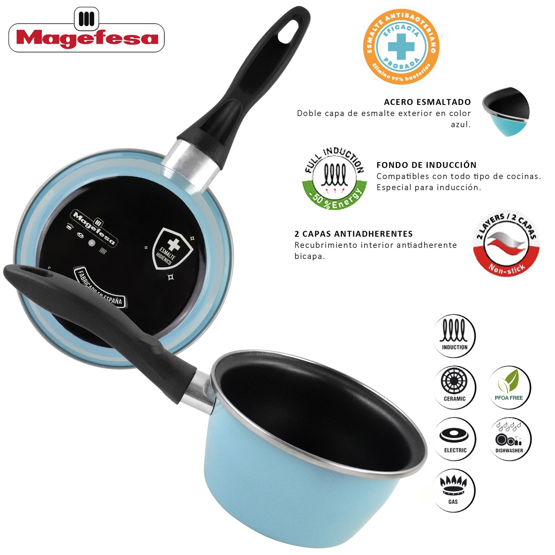 Magefesa Colección Higiénico Cazo 16 En Acero Esmaltado Vitrificado, Apto Inducción Y Lavavajillas_3