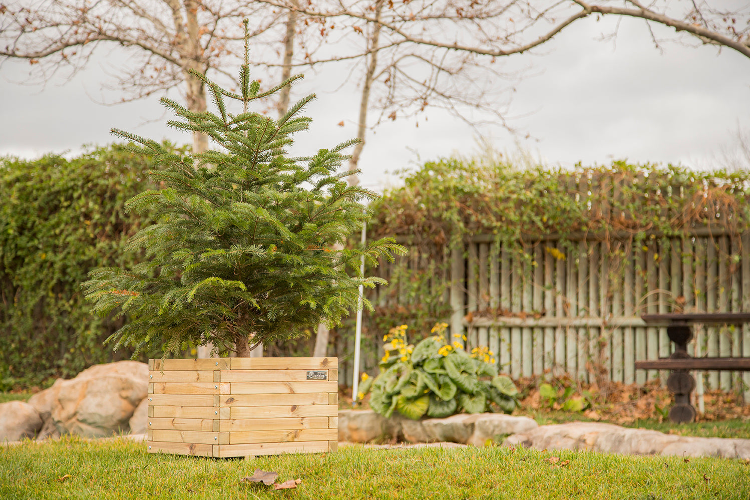 Jardinera Cuadrada  De Madera Tratada Autoclave De 50 X 50 X 40 Cm 67l Para Jardin,terraza,exterior + Bolsa Geotextil_4