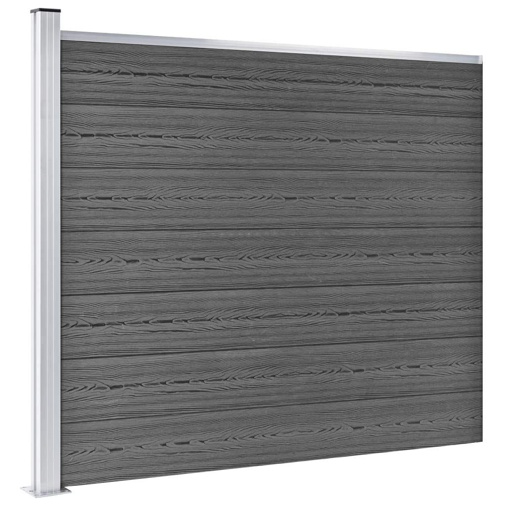 Set De Paneles De Valla Wpc Negro 353x146 Cm / Vetonek_3