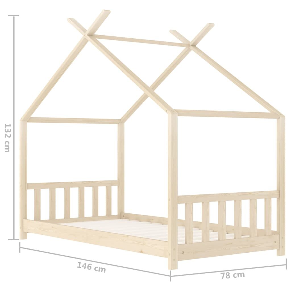 Vidaxl Estructura De Cama Infantil De Madera Maciza De Pino 70x140 Cm_2