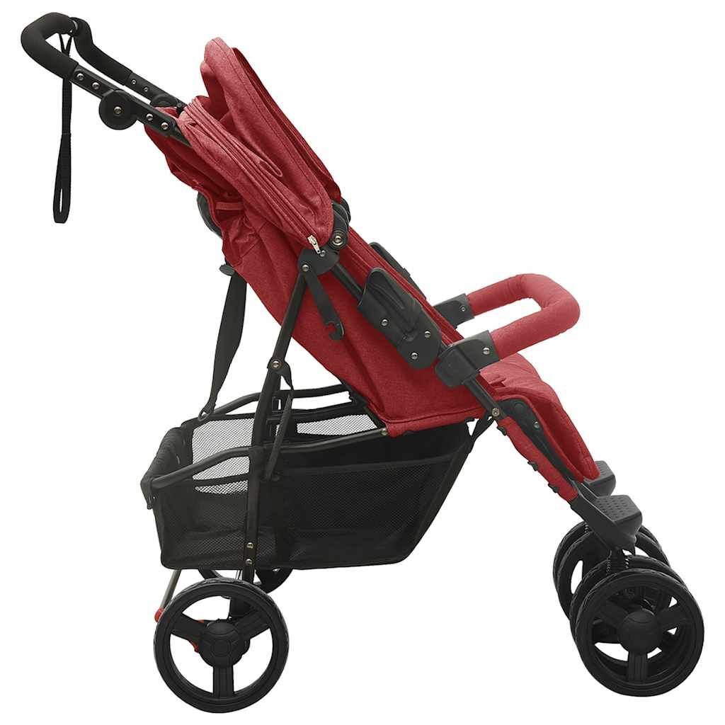 Vidaxl Carrito Para Gemelos De Acero Rojo_3