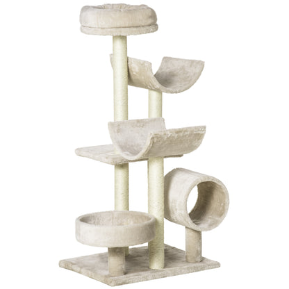 Pawhut Rascador Para Gatos 105cm Árbol Rascador Grande Centro Actividad Sisal_0