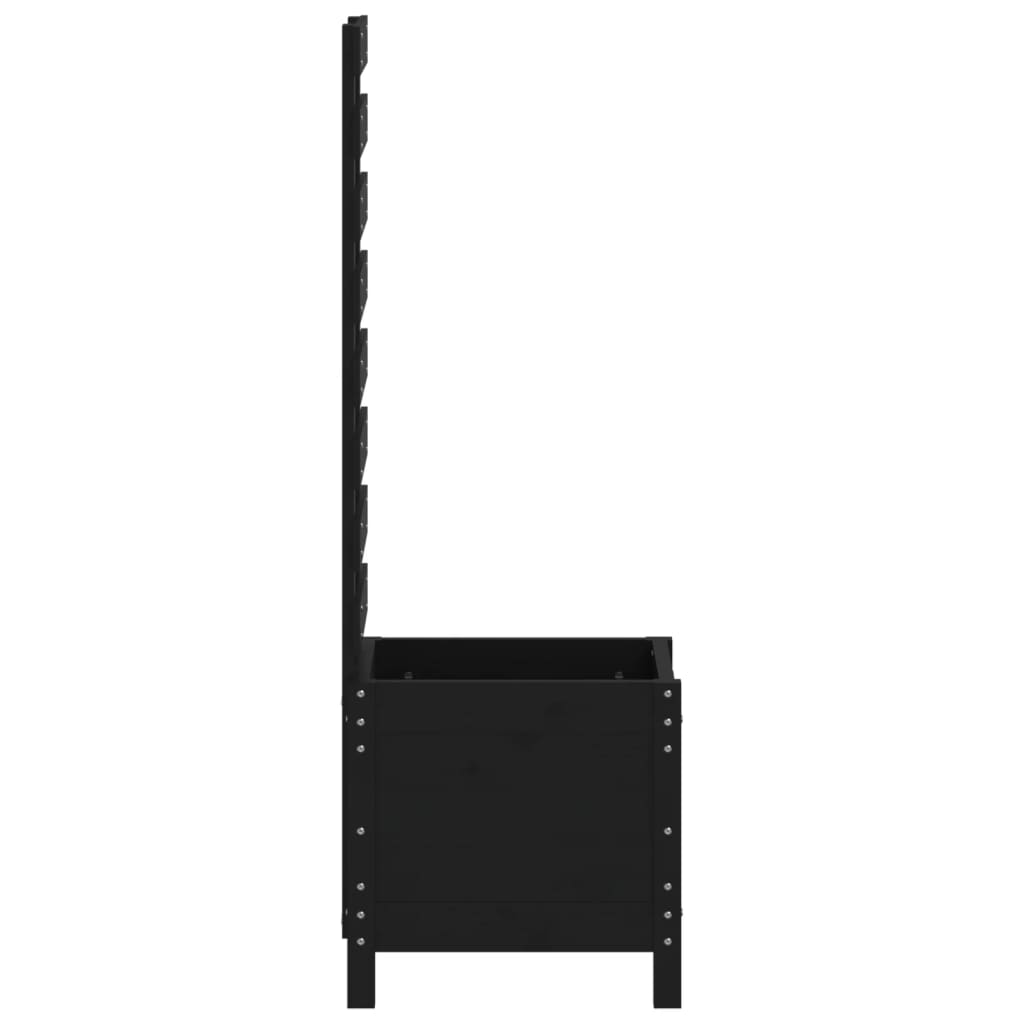 Jardinera Con Estantería Madera Maciza Pino Negro 39x39,5x114cm_5