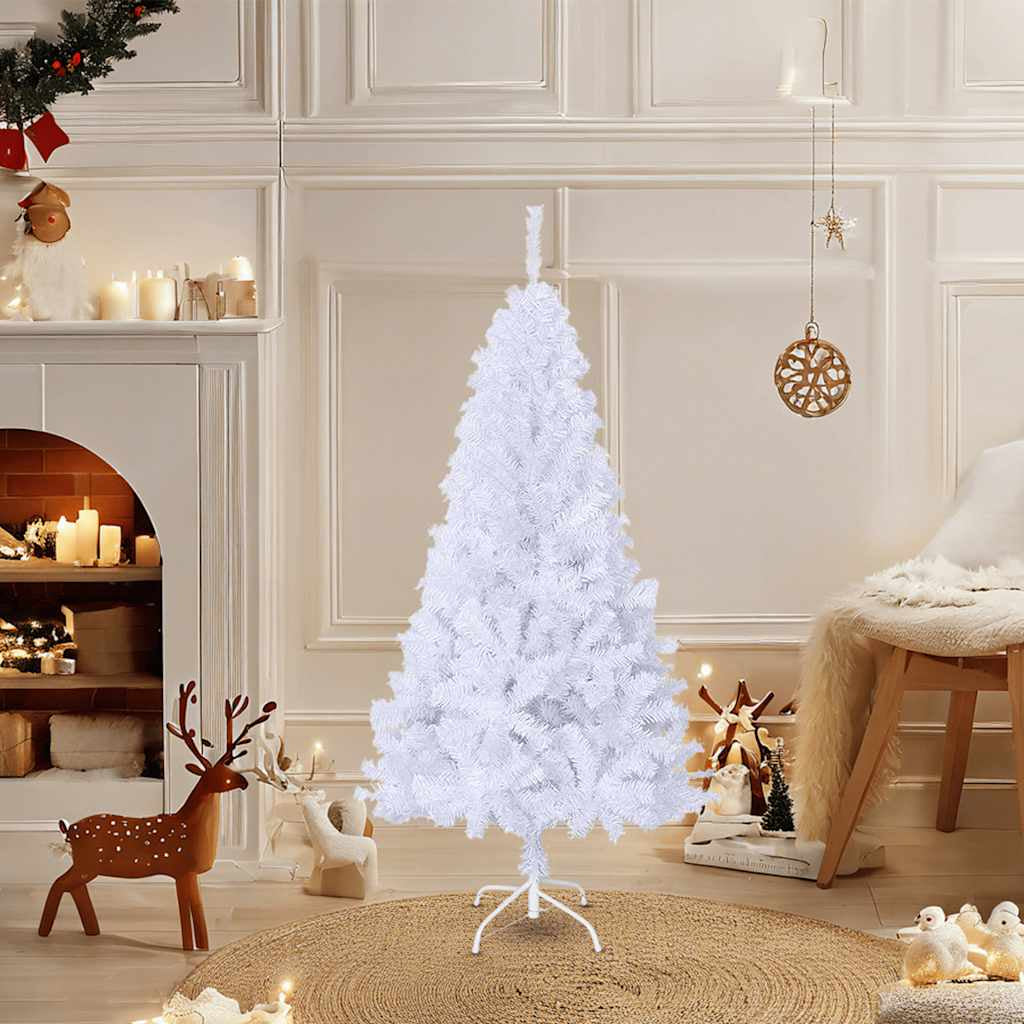 Vidaxl Árbol De Navidad Artificial Con Ramas Gruesas Pvc Blanco 120 Cm_1