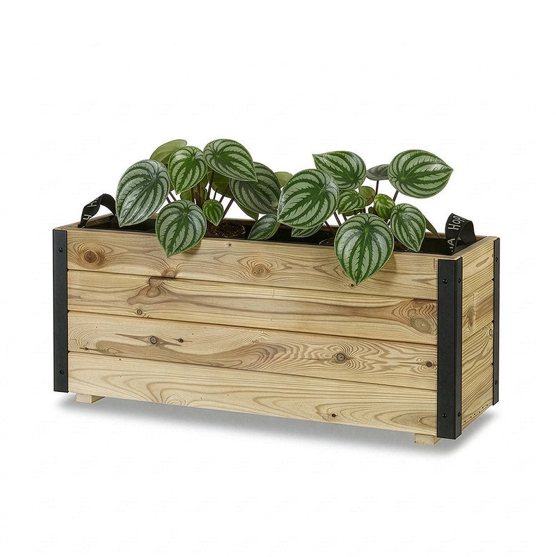 Jardinera De Madera Con Refuerzo De Aluminio 90x30x40 Cm Ghio Al Hortalia_0