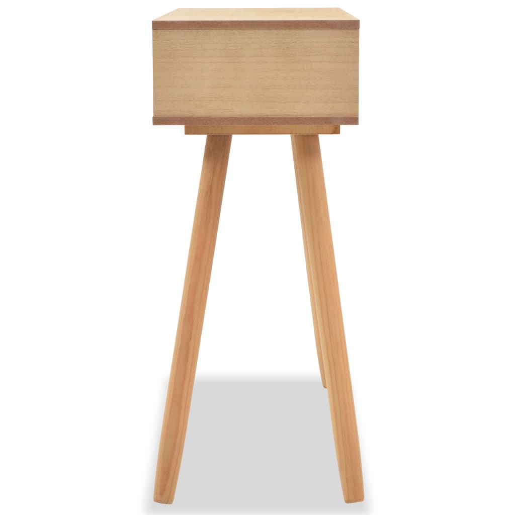 Mesa Consola De Madera Maciza De Pino 80x30x72 Cm Marrón_2