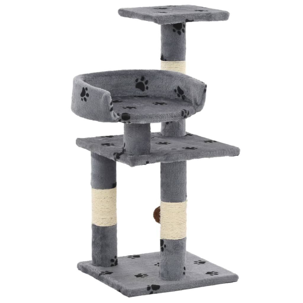 Vidaxl Rascador Para Gatos Poste De Sisal 65 Cm Huellas Gris_0