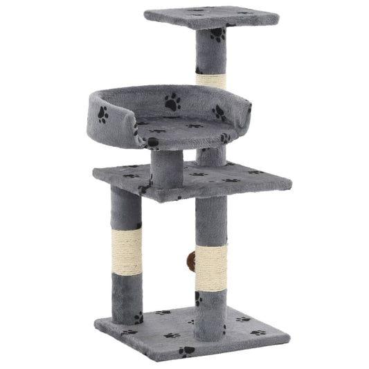 Vidaxl Rascador Para Gatos Poste De Sisal 65 Cm Huellas Gris_0