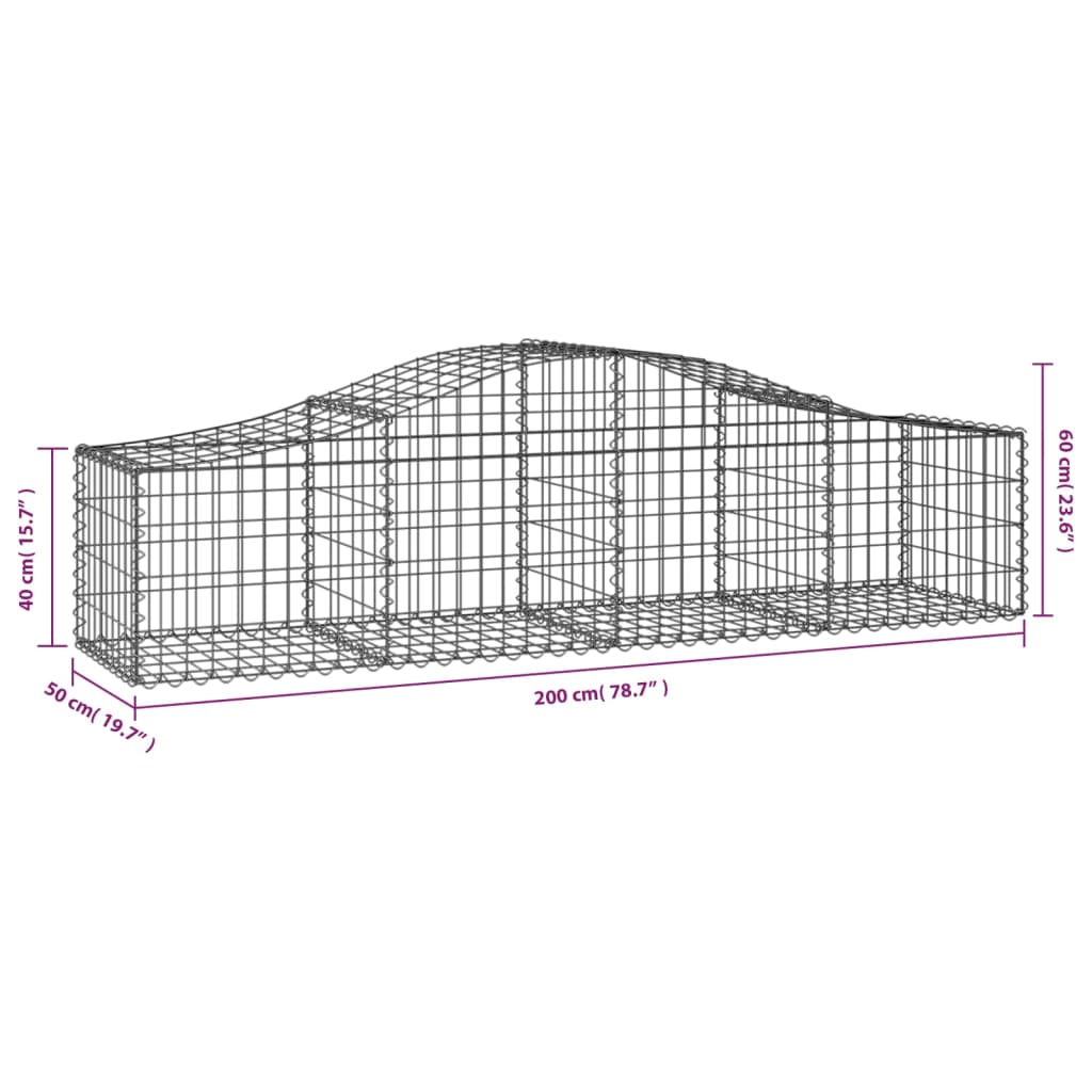 Cestas De Gaviones 40 Uds Forma De Arco Hierro 200x50x40/60 Cm_5