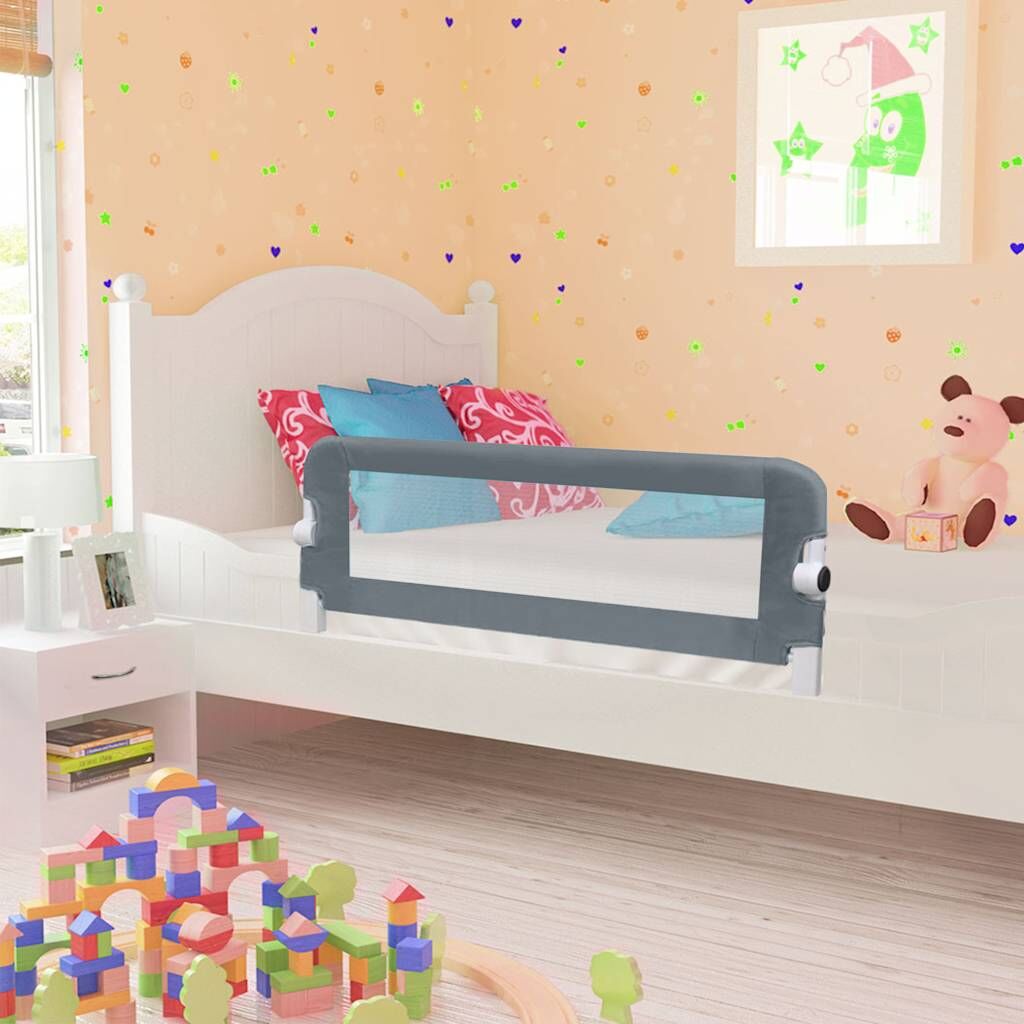 Vidaxl Barandilla De Seguridad Cama De Niño Poliéster Gris 102x42 Cm_1