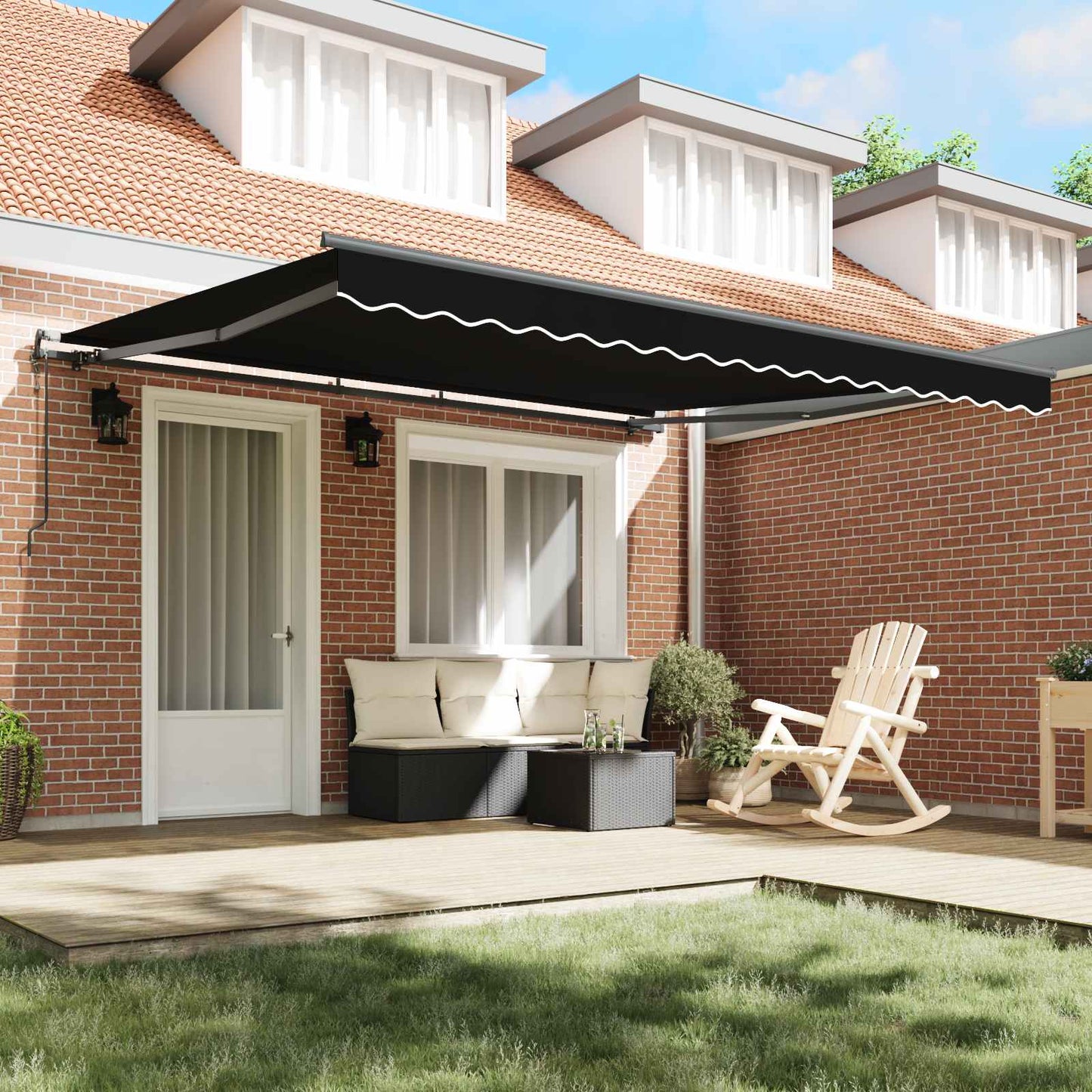 Toldo Retráctil Negro 400 X 300 Cm Tela Y Aluminio_2