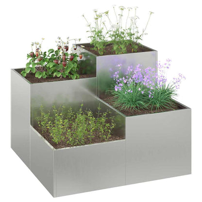 Maceta Para Jardín Plateado 100 X 100 X 60 Cm Acero Galvanizado_2