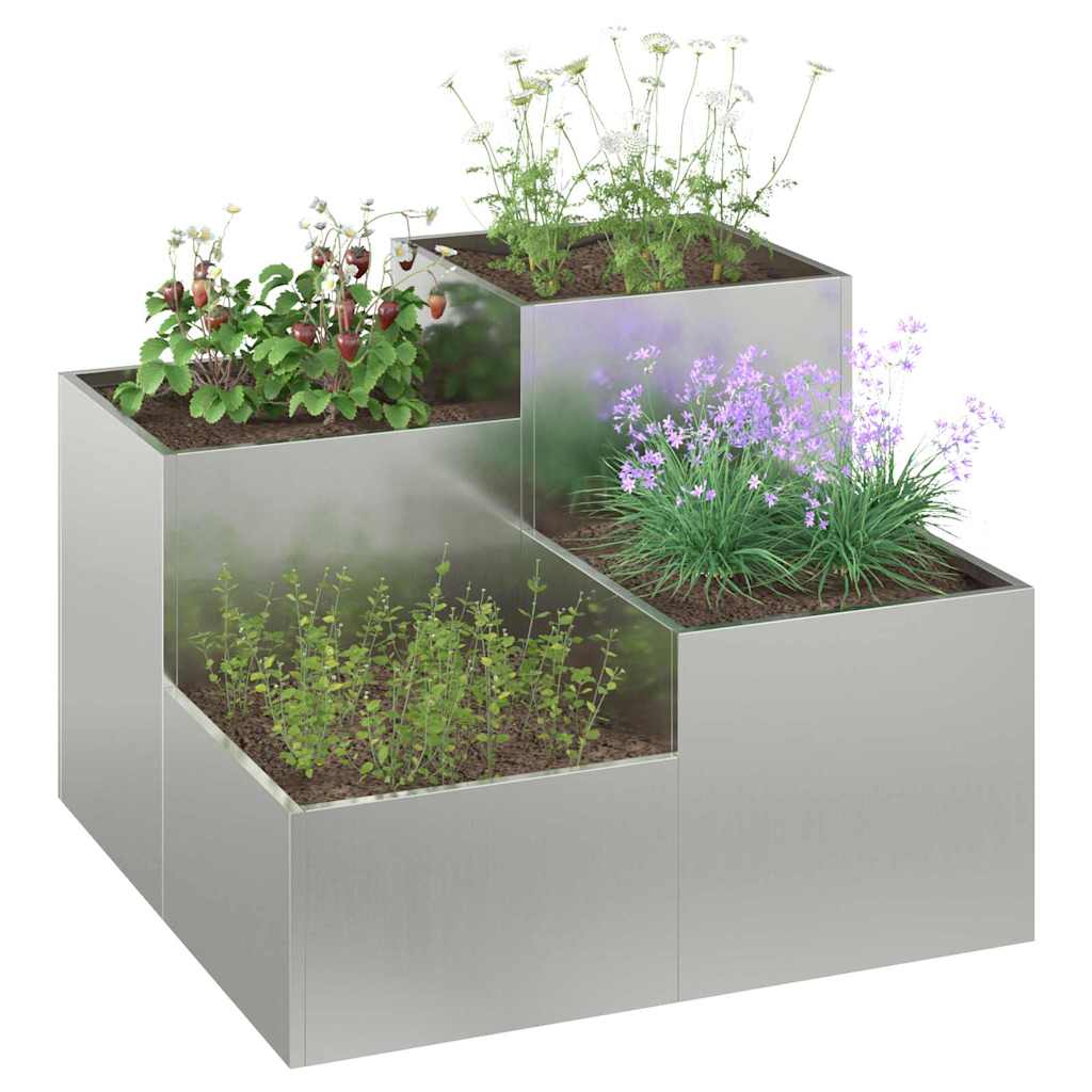 Maceta Para Jardín Plateado 80 X 80 X 60 Cm Acero Galvanizado_2
