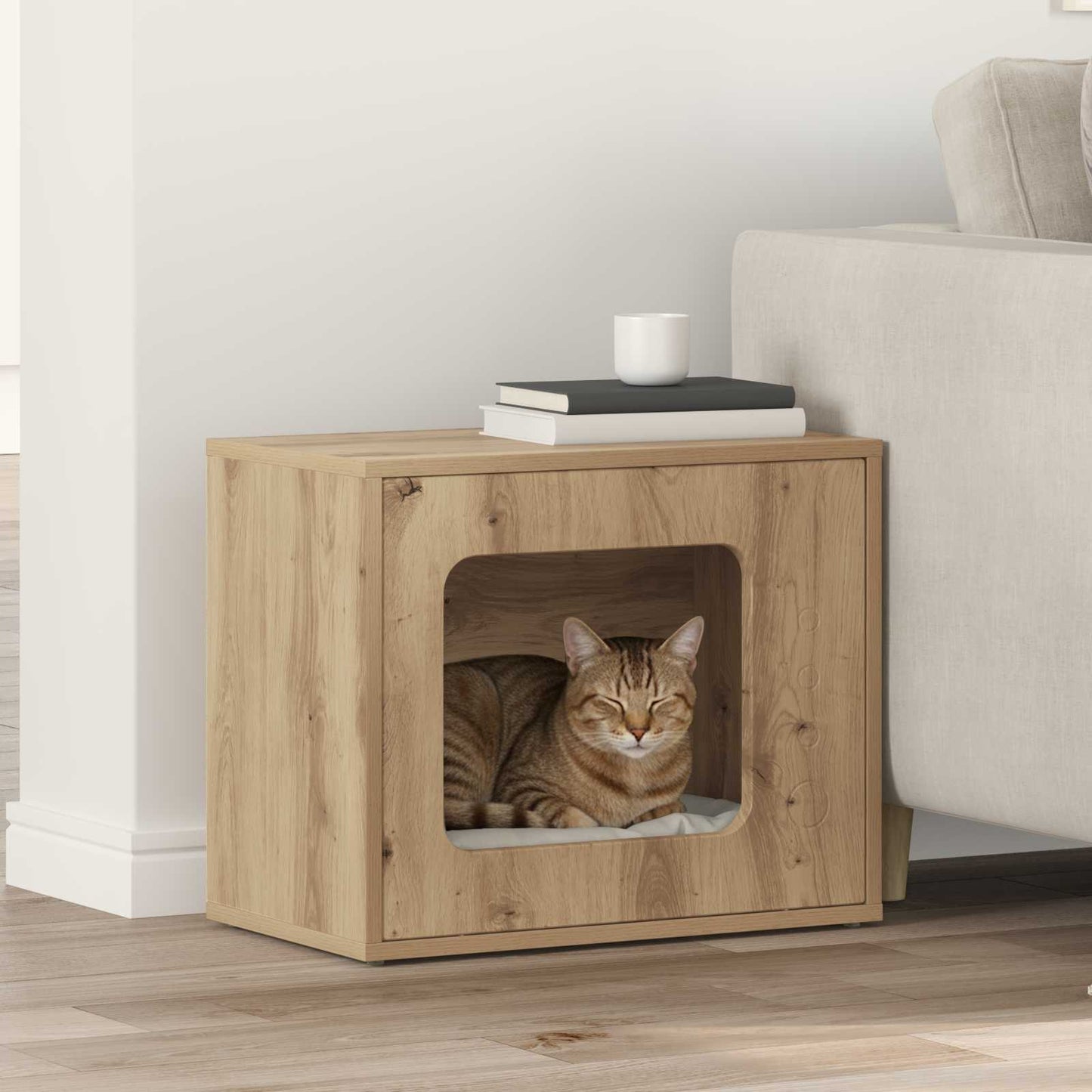 Casa Para Gatos Roble Artesanal 51 X 30 X 42,5 Cm_1