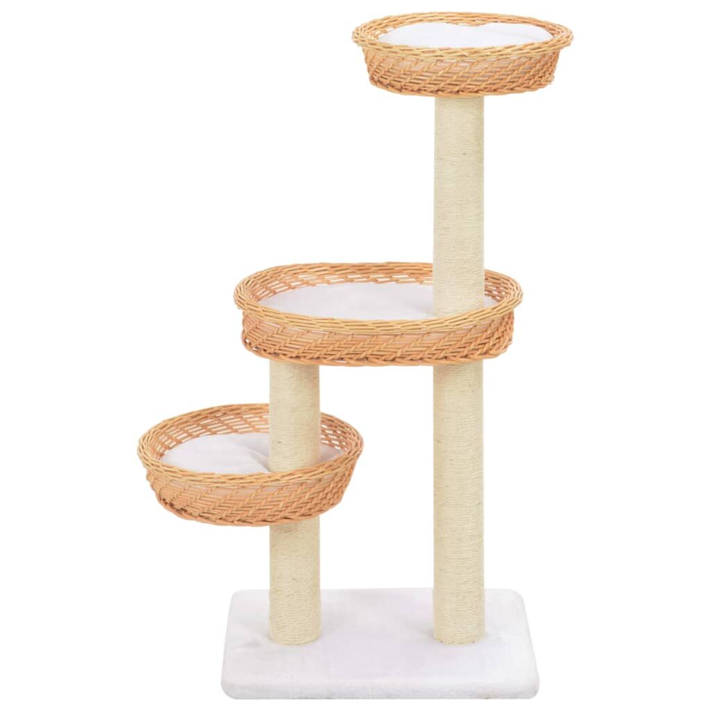 Vidaxl Rascador Para Gatos Con Poste De Sisal Madera Natural De Sauce_1