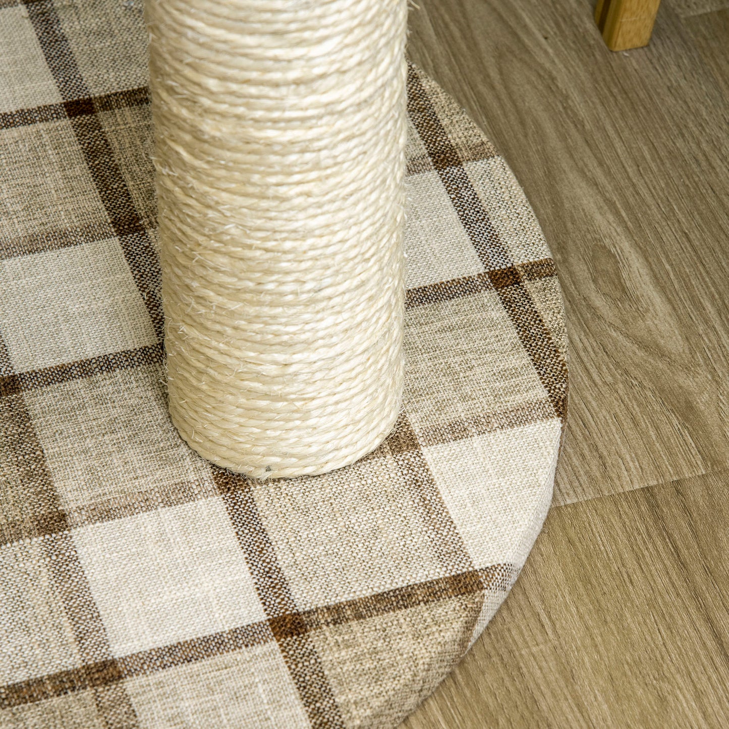 Pawhut Árbol Rascador Para Gatos Altura 75 Cm Con 3 Camas Cojines Totora Postes_4