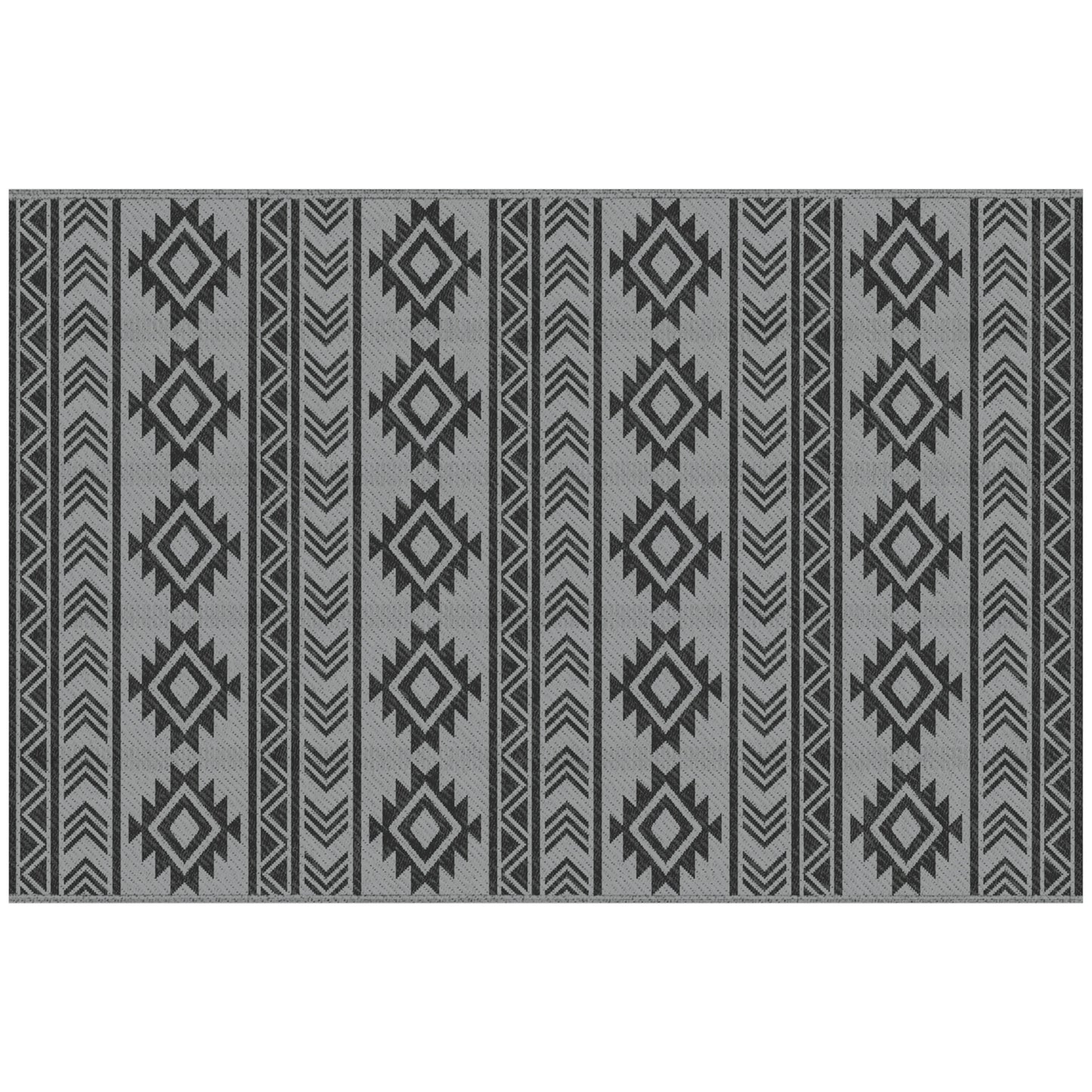 Outsunny Alfombra De Exterior 182x274 Cm Impermeable Anti-uv Negro Y Gris_0