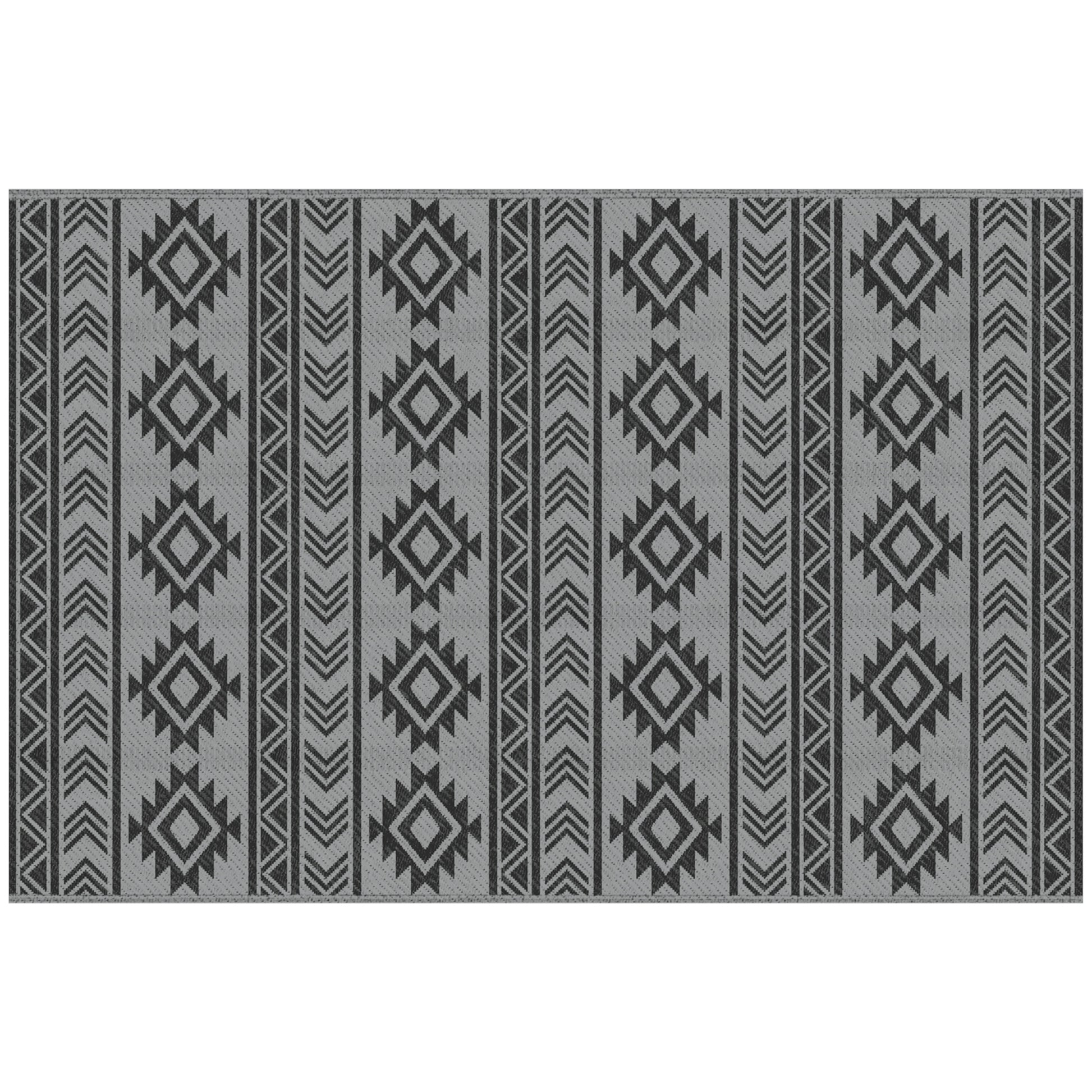 Outsunny Alfombra De Exterior 182x274 Cm Impermeable Anti-uv Negro Y Gris_0