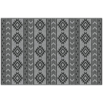 Outsunny Alfombra De Exterior 182x274 Cm Impermeable Anti-uv Negro Y Gris_0