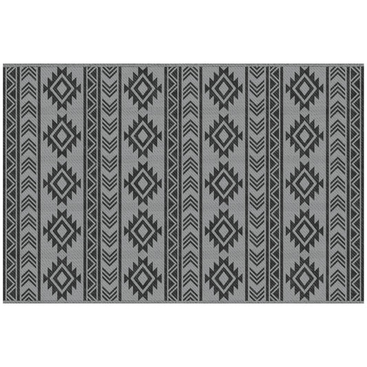 Outsunny Alfombra De Exterior 182x274 Cm Impermeable Anti-uv Negro Y Gris_0