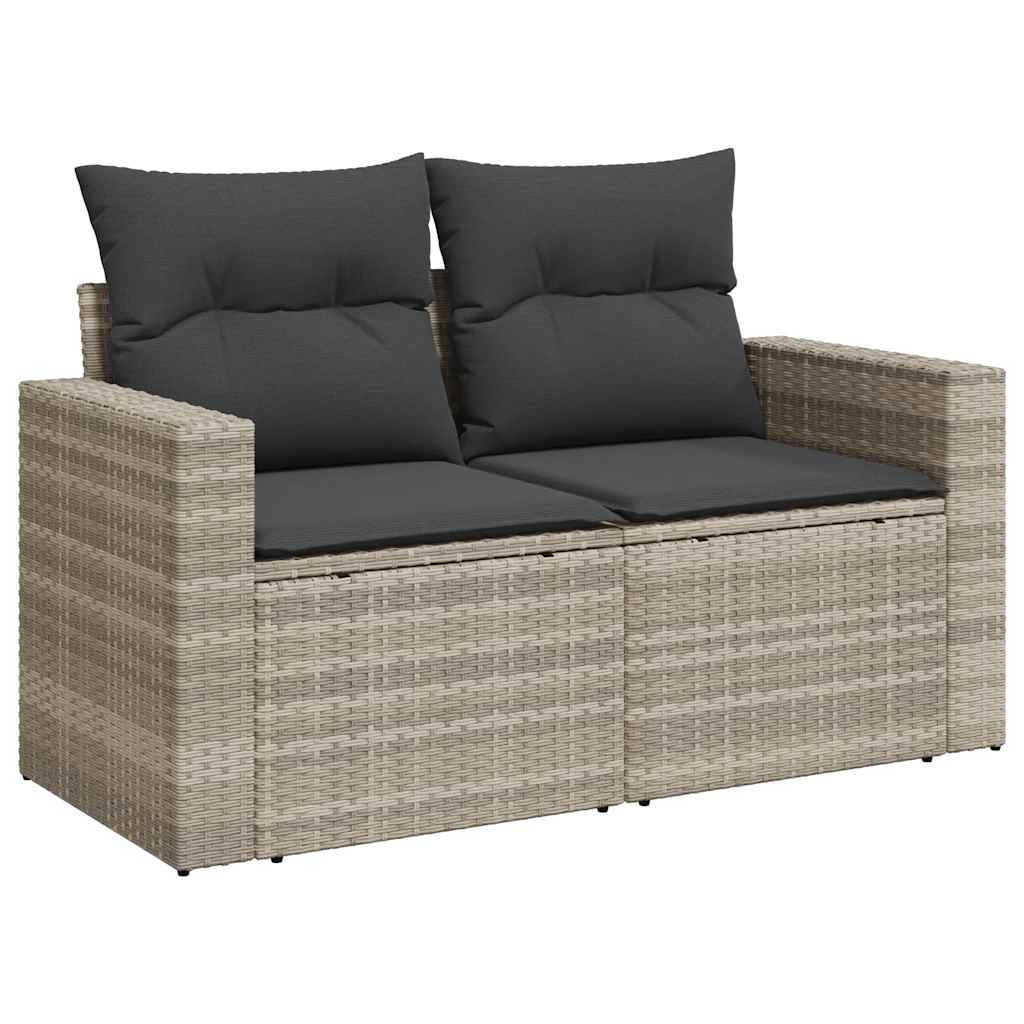 Set De Sofás De Jardín 7 Pzas Con Cojines Ratán Pe Gris Claro / Vetonek_4